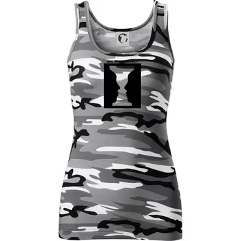 Dámské oblečení What do you see first? Pohár - Obličeje - Dámské Maskáčové tílko - M ( Šedý maskáč )