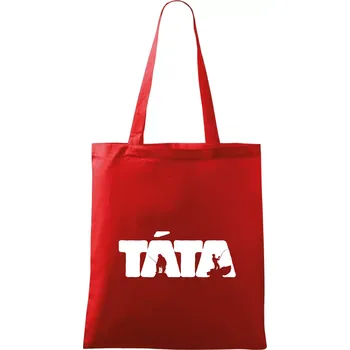 Nákupní taška Táta nápis - rybář - Taška bavlněná - 42 x 38 cm ( Červená )