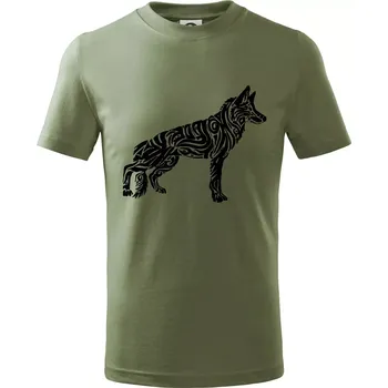 Německý ovčák - tattoo - Tričko dětské bavlněné - 134 cm/8 let ( Khaki )