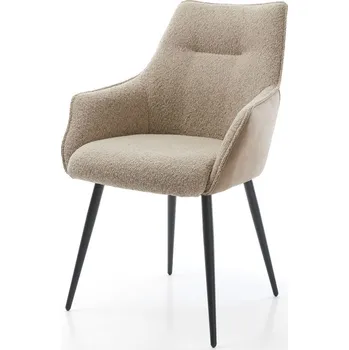 Jídelní židle DELIFE Jídelní židle Alja-Flex s područkami kombinace materiálů tmavě béžová 4-nohá zúžená černá taštičkové pružiny