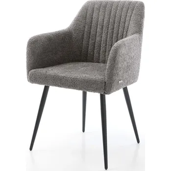 Jídelní židle DELIFE Jídelní židle Greg-Flex bouclé šedá 4 nohy zúžené černé taštičkové pružiny