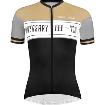 cyklistický dres Dres FORCE ANNIVERSARY LADY krátký rukáv, černo-zlatý (Barva černo-zlatá, velikost XS)