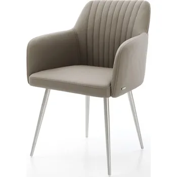 Jídelní židle DELIFE Jídelní židle Greg-Flex pravá kůže tmavě béžová 4 nohy zúžené nerezová ocel taštičkové pružiny