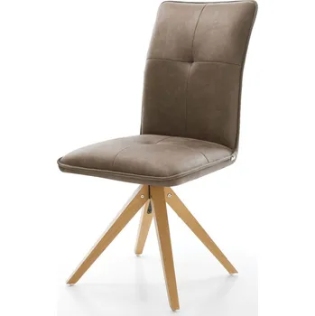 Jídelní židle DELIFE Jídelní židle Maddy-Flex mikrovlákno taupe vintage dřevěná podnož hranatá přírodní