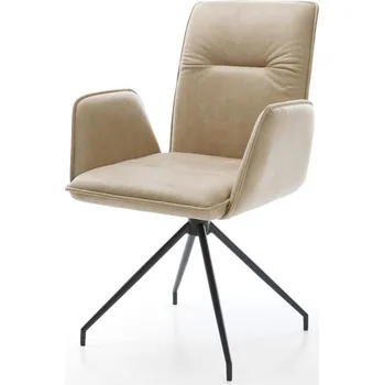 Jídelní židle DELIFE Jídelní židle Vinja-Flex mikrovlákno béžová vintage křížová podnož zúžená černá