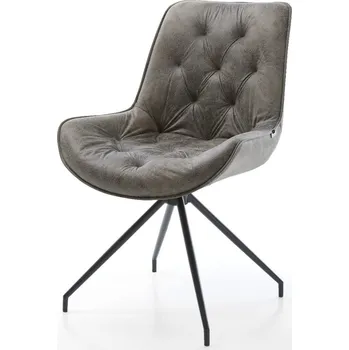 Jídelní židle DELIFE Jídelní židle Taimi-Flex mikrovlákno šedá antik křížová podnož zúžená černá