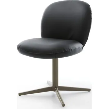 Jídelní židle DELIFE Jídelní židle Nube-Flex pravá kůže černá podnož ve tvaru kříže titanová barva 360° otočný taštičkové pružiny