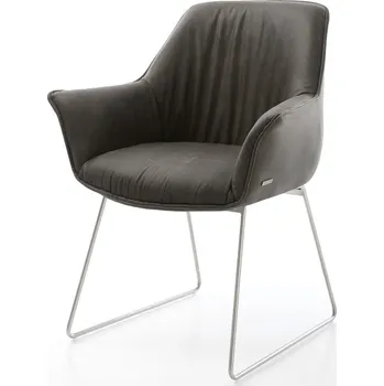 Jídelní židle DELIFE Jídelní židle Keila-Flex s područkami mikrovlákno antracit vintage tenká podnož nerezová ocel