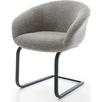 Jídelní židle DELIFE Jídelní židle Vinka-Flex s područkami bouclé stříbrně šedá jídelní židle plochá černá taštičkové pružiny