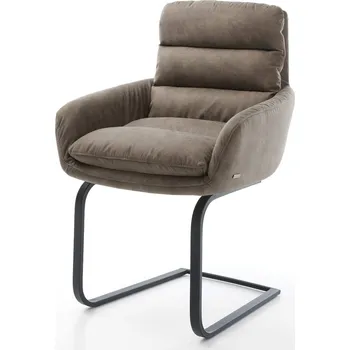 Jídelní židle DELIFE Jídelní židle Abelia-Flex s područkami mikrovlákno taupe vintage plochý jídelní židle černá