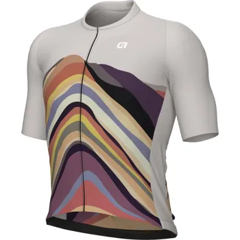 cyklistický dres ALÉ Cyklistický dres s krátkým rukávem - PR-E RAINBOW - béžová 4XL