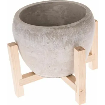 Casa de Engel Home Betonový obal na květináč v dřevěném stojanu, 0/12 Fialová UNI (2830900)