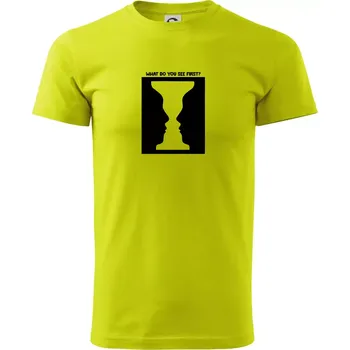What do you see first? Pohár - Obličeje - Klasické pánské triko vyšší gramáže - M ( Limetková )
