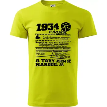 1934 v kostce - Klasické pánské triko vyšší gramáže - S ( Limetková )