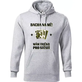Pánská mikina Tričko pro štěstí - Prší - Mikina pánská Cape s kapucí - 5XL ( Světlešedý Melír )