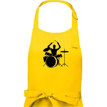 Kuchyňská zástěra Bicí bubeník - Dámská zástěra na vaření - Univerzální velikost ( Žlutá )