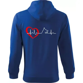Pánská mikina Německý ovčák ekg - Mikina s kapucí na zip trendy zipper - M ( Královská modrá )