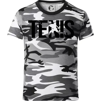 Chlapecké tričko Tenis nápis silueta - Dětské maskáčové triko - 122 cm/6 let ( Šedý maskáč )