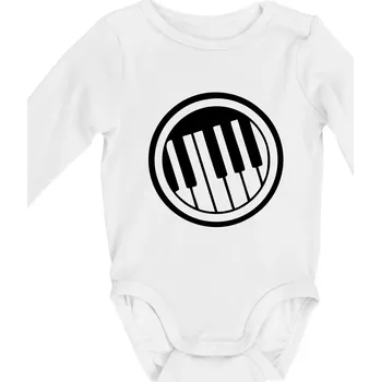 Kojenecké oblečení Piano kruh - Body kojenecké s dlouhým rukávem - Dlouhý r. do 3 měs ( Bílá )