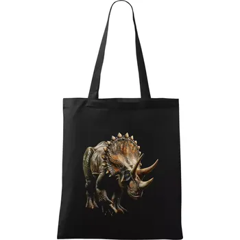 Nákupní taška Triceratops z boku černá fotka - Taška bavlněná - 42 x 38 cm ( Černá )