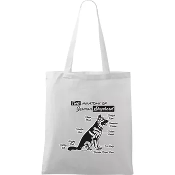Německý ovčák - Anatomie - Taška bavlněná - 42 x 38 cm ( Bílá )
