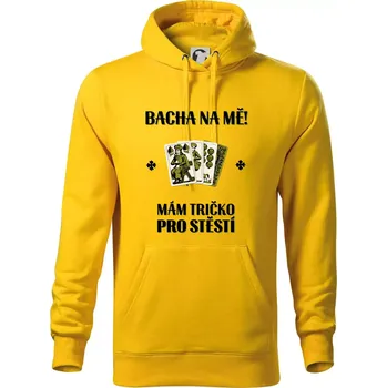 Pánská mikina Tričko pro štěstí - Prší - Mikina pánská Cape s kapucí - 2XL ( Žlutá )