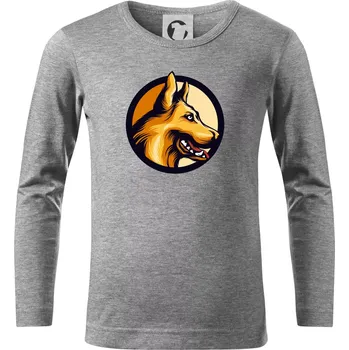 Chlapecké tričko Německý ovčák - v kruhu - Triko dětské Long Sleeve - 122 cm/6 let ( Tmavě šedý melír )