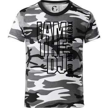 Chlapecké tričko Iam the dj and not a jukebox na výšku - Dětské maskáčové triko - 146 cm/10 let ( Šedý maskáč )