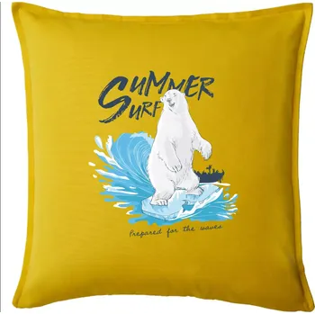 Polštář Medvěd surfař - Polštář 50x50 - 50x50 - Pouze potah ( Žlutá )