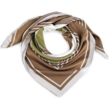 Šála Saténový šátek 90x90 cm, barva 3 béžová tm.