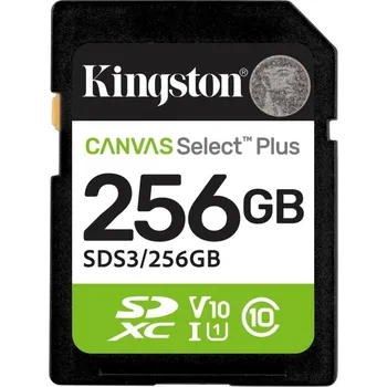 Paměťová karta Kingston SDXC karta 256GB Canvas Select Plus, U1, V10, A1