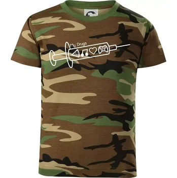 Chlapecké tričko My Drugs - jídlo hudba - Dětské maskáčové triko - 122 cm/6 let ( Hnědý maskáč )