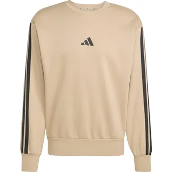 Pánský svetr adidas Essentials 3-Stripes Fleece Sweatshirt Mens Sandst/Black XL
