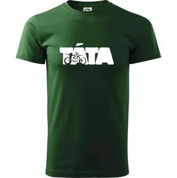 Táta nápis - motorka enduro - Triko extra velké (5-8XL) - 7XL ( Lahvově zelená )