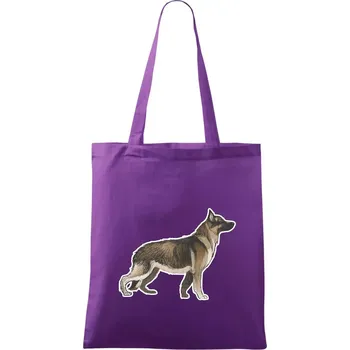 Německý ovčák - hnědý kreslený - Taška bavlněná - 42 x 38 cm ( Fialová )