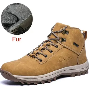 Pánská běžecká obuv Kožené zimní kotníkové boty s kožíškem Velikost: 48, Barva (Varianta): 02 Brown