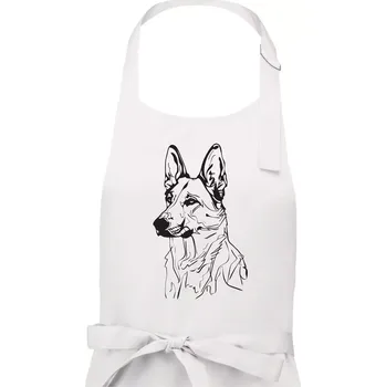 Kuchyňská zástěra Německý ovčák černá kresba - Pánská zástěra na vaření - Univerzální velikost ( Bílá )