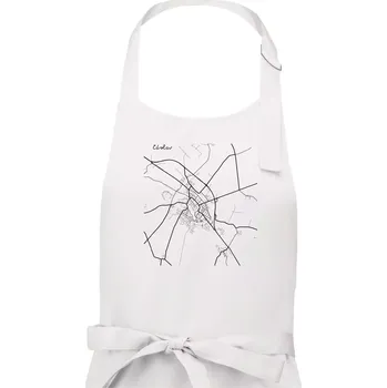 Kuchyňská zástěra Černobílá mapa Čáslav - Pánská zástěra na vaření - Univerzální velikost ( Bílá )