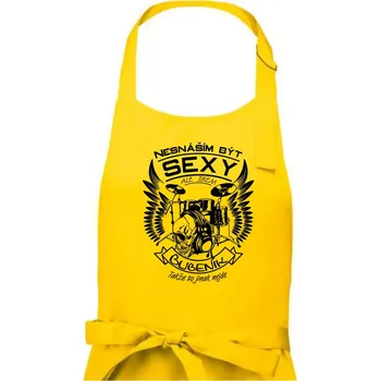 Kuchyňská zástěra Nesnáším být sexy - bubeník - Dámská zástěra na vaření - Univerzální velikost ( Žlutá )