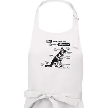 Kuchyňská zástěra Německý ovčák - Anatomie - Dámská zástěra na vaření - Univerzální velikost ( Bílá )
