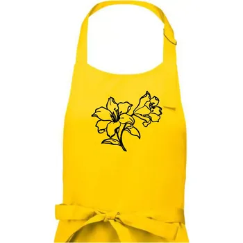 Kuchyňská zástěra Lilie černobílá - Dámská zástěra na vaření - Univerzální velikost ( Žlutá )