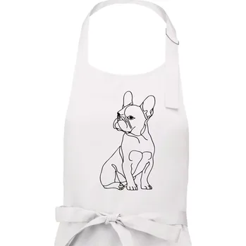 Kuchyňská zástěra Francouzský buldoček černá kresba - Pánská zástěra na vaření - Univerzální velikost ( Bílá )