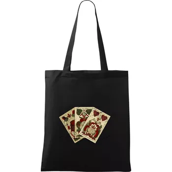 Nákupní taška Hrací karty na prší - Taška bavlněná - 42 x 38 cm ( Černá )