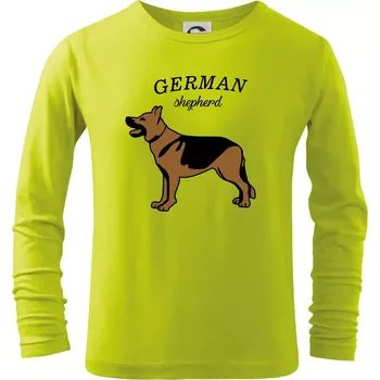 Chlapecké oblečení Německý ovčák - hnědý s nápisem - Triko dětské Long Sleeve - 104-110cm / 3-4 roky ( Limetková )