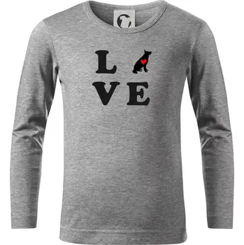 Chlapecké tričko Love - Německý ovčák - Triko dětské Long Sleeve - 122 cm/6 let ( Tmavě šedý melír )