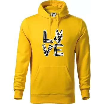 Pánská mikina Německý ovčák love - Mikina pánská Cape s kapucí - 4XL ( Žlutá )