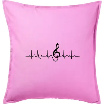 Polštář Moje srdce bije pro hudbu - Polštář 50x50 - 50x50 - Včetně výplně ( Růžová )