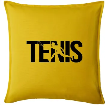 Polštář Tenis nápis silueta - Polštář 50x50 - 50x50 - Pouze potah ( Žlutá )