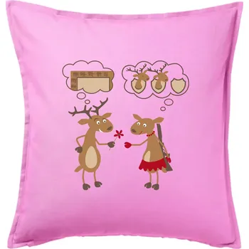 Polštář Sobí láska (Hana-creative) - Polštář 50x50 - 50x50 - Pouze potah ( Růžová )