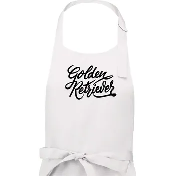 Kuchyňská zástěra Golden retriever - nápis okrasný - Dámská zástěra na vaření - Univerzální velikost ( Bílá )